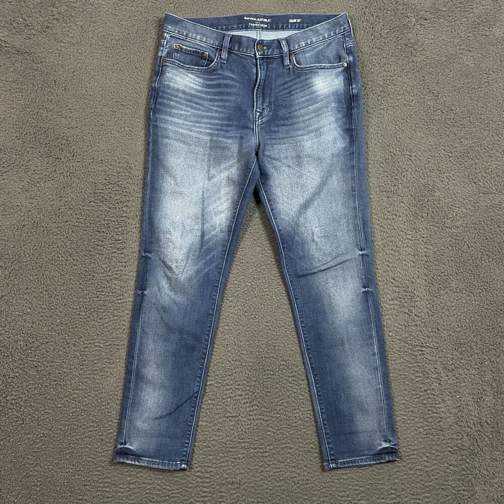 Banana Republic Jeans Mens 33 Blue Denim Pants Traveler Slim Fit Stretch 33x30